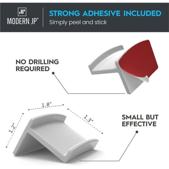 Modern JP Adhesive Hat Hooks for Wall (16-Pack) - Minimalist Hat Rack Design - Picture 2 of 7